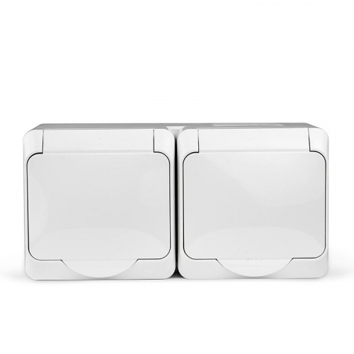 Розетка 2-м ОП Nix 16А IP54 250В с заземл. с крышкой бел. TOKOV ELECTRIC TKE-NX-R2Z-C01-IP54 фото 3