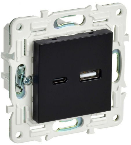 Розетка USB A+C 3.1А SKANDY SK-R14Bl черн. IEK SK-U22-D31-K02 Розетка USB A+C 3.1А SKANDY SK-R14Bl черн. IEK SK-U22-D31-K02