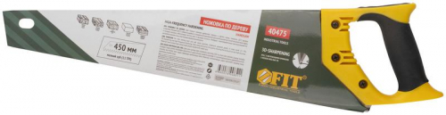 Ножовка по дереву мелкий каленый зуб 13 ТPI 3D заточка пласт.прорезиненная ручка профи 450мм FIT 40475 фото 3