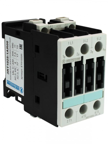 Контактор электромагнитный 3RT1025-1AR00 3п 17A кат. 415В AC 50Гц IP20 7.5кВт AC-3 400В типоразмер S0 винтов. клеммы Электротехник ET012220