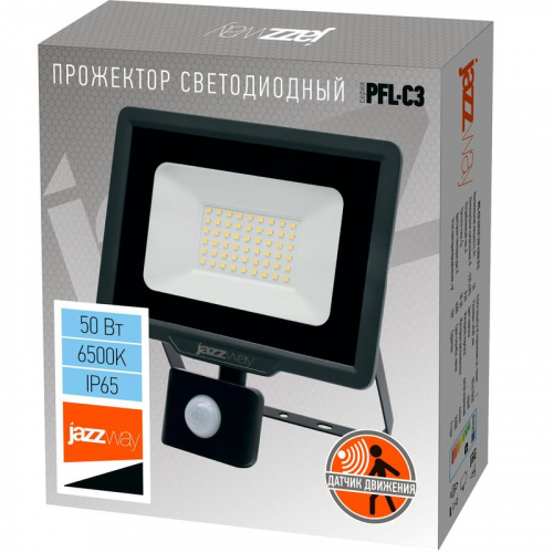Прожектор светодиодный PFL-C3 SENSOR 50Вт 6500К IP65 ДО закален. прозр. стекло датчик движения инфракрасный Pro JazzWay 5026940A фото 7 Прожектор светодиодный PFL-C3 SENSOR 50Вт 6500К IP65 ДО закален. прозр. стекло датчик движения инфракрасный JazzWay 5026940A фото 7