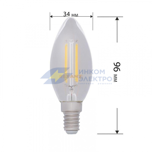 Лампа филаментная Свеча CN35 9.5Вт 950лм 2700К E14 прозр. колба Rexant 604-091 фото 3