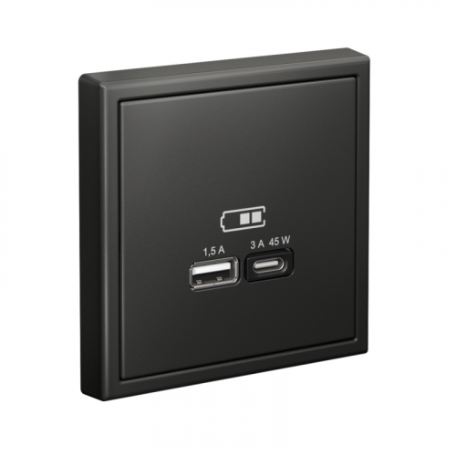 Розетка USB ArtGallery тип A+C 45Вт QC PD высокоскор. ЗУ механизм базальт SE GAL001429 фото 4