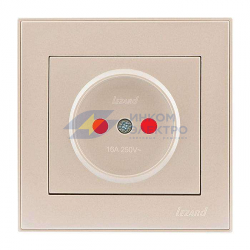 Розетка 1-м СП Rain 16А IP20 защ. шторки керамика жемчуж./бел. метал. LEZARD 703-3030-124