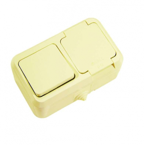 Блок ОП IP44 крем. (1кл. выкл.+роз/крыш) п/герм. Makel 18250 Блок ОП IP44 крем. (1кл. выкл.+роз/крыш) п/герм. Makel 18250