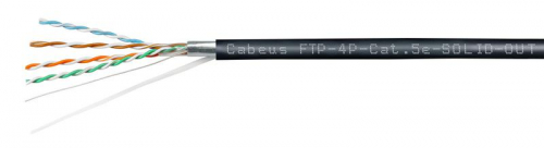 Кабель витая пара F/UTP кат.5E 4х2х24AWG solid LSZH-UV OUTDOOR FTP-4P-Cat.5e-SOLID-OUT-LSZH-UV черн. (уп.305м) Cabeus 7176c фото 2 Кабель витая пара F/UTP кат.5E 4х2х24AWG solid LSZH-UV OUTDOOR FTP-4P-Cat.5e-SOLID-OUT-LSZH-UV черн. (уп.305м) Cabeus 7176c фото 2