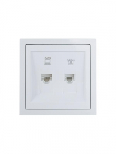 Розетка компьютер+телефон с модулем Cat 6 СП ZIMA бел. LEZARD 704-0288-144