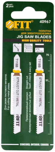 Полотно по металлу HSS 76/51/2мм (T118B) фрезерованные волнистые зубья (уп.2шт) FIT 40967 фото 3