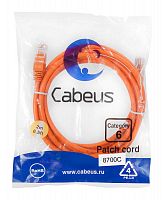 Патч-корд U/UTP кат.6 PC-UTP-RJ45-Cat.6-2m-OR 2xRJ45/8p8c неэкранир. PVC 2м оранж. Cabeus 8700c