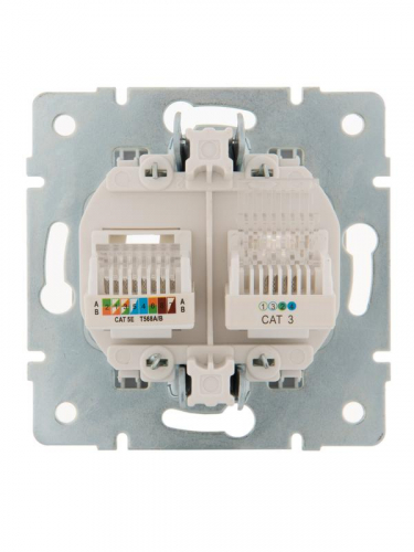 Розетка компьютерная + телефонная 2-м СП Karina RJ45 + RJ11 механизм жемчуж./бел. перламутр. LEZARD 707-3088-143 фото 3 Розетка компьютерная + телефонная 2-м СП Karina RJ45 + RJ11 механизм жемчуж./бел. перламутр. LEZARD 707-3088-143 фото 3