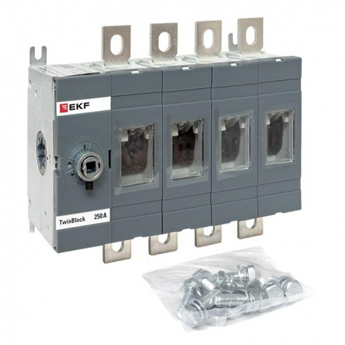 Рубильник 4п 250А без рукоятки управления TwinBlock EKF tb-s-250-4p фото 2