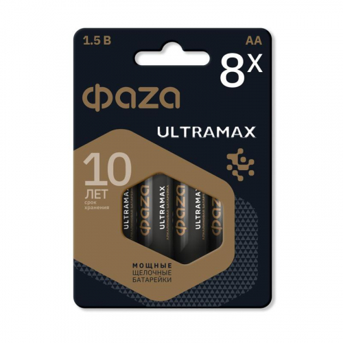 Элемент питания алкалиновый AA/LR6 1.5В ULTRAMAX BL-8 (уп.8шт) ФАZА 5064676 Элемент питания алкалиновый AA/LR6 1.5В ULTRAMAX BL-8 (уп.8шт) ФАZА 5064676