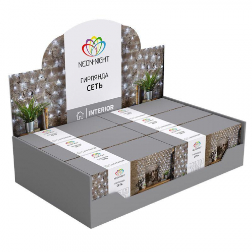 Гирлянда светодиодная "Сеть" 1.5х1.5м 150LED тепл. бел. 12Вт IP20 провод ПВХ прозр. Neon-Night 215-126 фото 5
