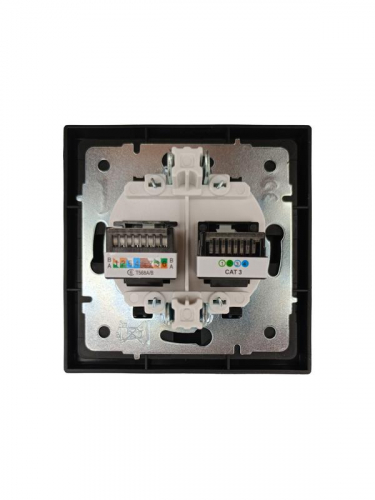 Розетка компьютер+телефон СП ZIMA IP20 с модулем Cat 6 черн. бархат LEZARD 704-4288-144 фото 3