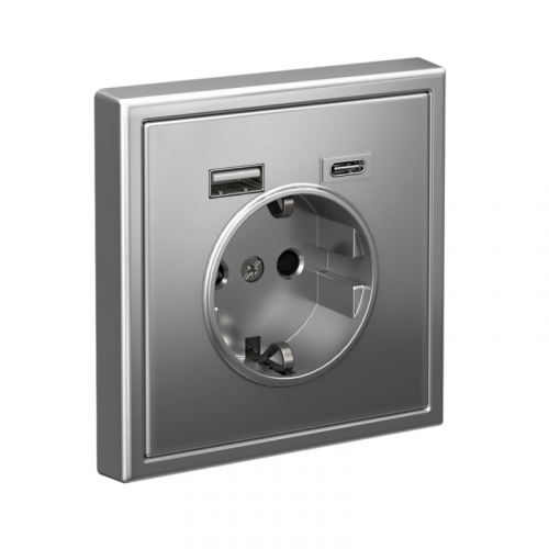 Розетка ArtGallery 16А с 2-мя заряд. устройствами USB A+C 5В/2.4А/3А 2х5В/1.5А механизм сталь SE GAL000932 фото 4 Розетка ArtGallery 16А с 2-мя заряд. устройствами USB A+C 5В/2.4А/3А 2х5В/1.5А механизм сталь SE GAL000932 фото 4
