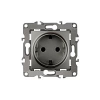 Розетка 1-м СП Эра12 12-2001-12 16А IP20 16AX 250В 2P+E Schuko без монтаж. лапок механизм графит Эра Б0019307