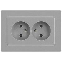 Розетка 2-м СП Accent 6-204-03 16А IP20 250В 2P AL/CU алюм. Intro Б0063453