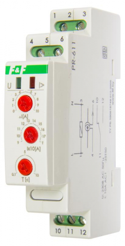 Реле тока РR-611-02 (исп.2 (100-190А); с задержкой отключения; монтаж на DIN-рейке 35мм 230В 10А 1P IP20) F&F EA03.004.004 Реле тока РR-611-02 (исп.2 (100-190А); с задержкой отключения; монтаж на DIN-рейке 35мм 230В 10А 1P IP20) F&F EA03.004.004