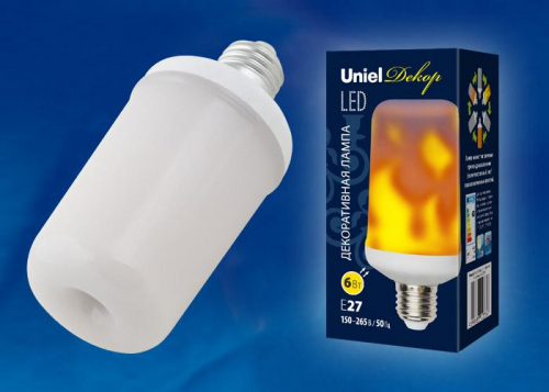 Лампа светодиодная LED-L60-6W-FLAME-E27-FR PLD01WH 6Вт матовая E27 декоративная (упак. картон) Uniel UL-00003360 Лампа светодиодная LED-L60-6W-FLAME-E27-FR PLD01WH 6Вт матовая E27 декоративная (упак. картон) Uniel UL-00003360