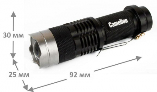 Фонарь LED5135 (LED XPE ZOOM 3 реж 1хLR6 алюм. блистер черн.) Camelion 12915 фото 13
