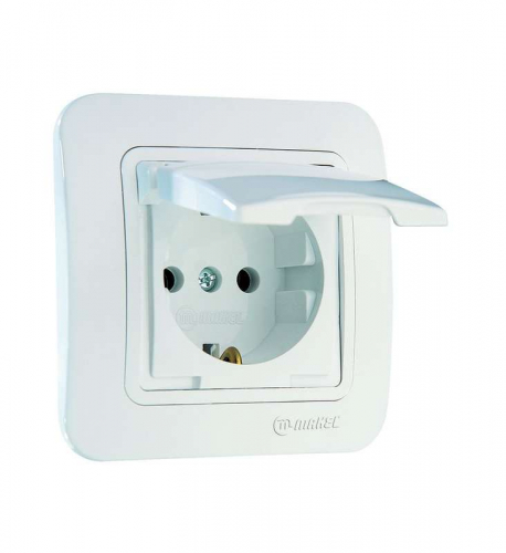Розетка 1-м СП Lillium 16А IP20 без заземл. с крышкой бел./бел. Makel 70029 Розетка 1-м СП Lillium 16А IP20 без заземл. с крышкой бел./бел. Makel 70029