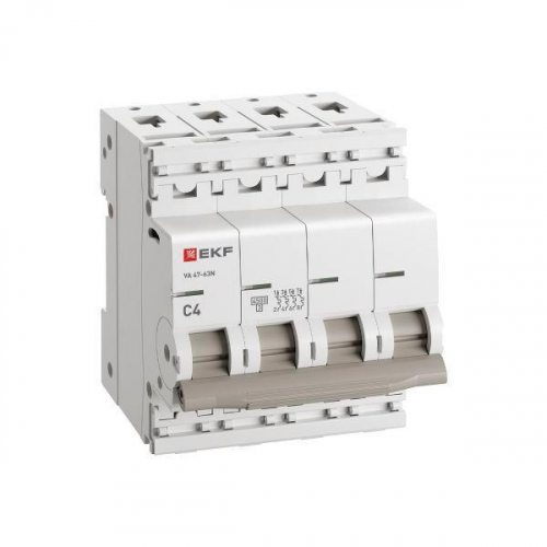 Выключатель автоматический 4п C 4А 4.5кА ВА 47-63N PROxima EKF M634404C фото 2