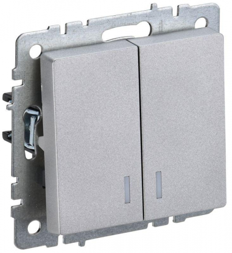 Выключатель 2-кл. СП BRITE ВС10-2-1-БрА 10А с индик. механизм алюм. IEK BR-V20-1-10-K47 Выключатель 2-кл. СП BRITE ВС10-2-1-БрА 10А с индик. механизм алюм. IEK BR-V20-1-10-K47