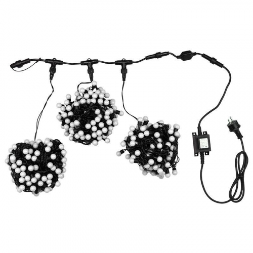 Гирлянда светодиодная "LED ClipLight-Мультишарики" 3 нити х20м 399LED RGB 25Вт 24В IP65 свечение с динамикой трансф. в компл. провод ПВХ темн. зел. Neon-Night 323-619 фото 4