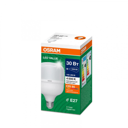 Лампа светодиодная LED G4 Value LVHW300 30W/840 CRI95 30Вт 4000К 3450лм цилиндрическая матов. E27 140-265В OSRAM 4099854121272 фото 2 Лампа светодиодная LED G4 Value LVHW300 30W/840 CRI95 30Вт 4000К 3450лм цилиндрическая матов. E27 140-265В OSRAM 4099854121272 фото 2