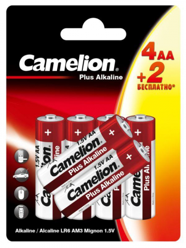 Элемент питания алкалиновый AA/LR6 1.5В Plus Alkaline 4+2LR6-BP 4+2 бесплатно промо (уп.6шт) Camelion 15308 Элемент питания алкалиновый AA/LR6 1.5В Plus Alkaline 4+2LR6-BP 4+2 бесплатно промо (уп.6шт) Camelion 15308