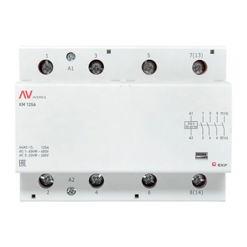 Контактор модульный КМ 125А 4NO 230VAC (6 мод.) AVERES EKF km-av-6-125-40-230V фото 3 Контактор модульный КМ 125А 4NO 230VAC (6 мод.) AVERES EKF km-av-6-125-40-230V фото 3