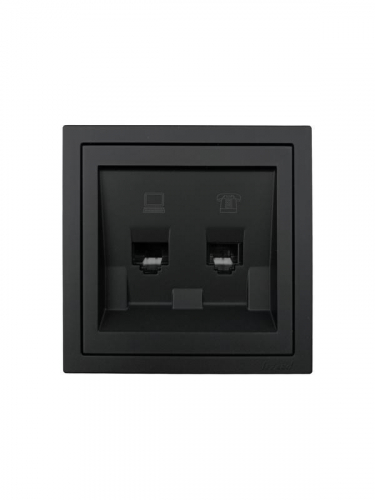 Розетка компьютер+телефон СП ZIMA IP20 черн. бархат LEZARD 704-4288-143