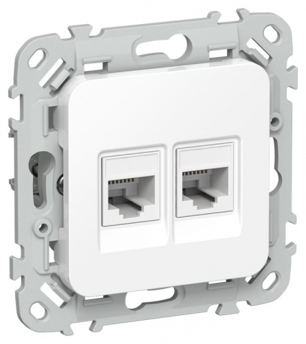 Розетка компьютерная 2-м СП FLITE РК5е-2-0-ФлБ RJ45 кат.5E UTP механизм бел. IEK FI-K22-1-K01