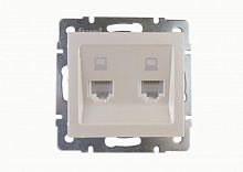 Розетка компьютерная 2-м Rain RJ45 механизм жемчуж./бел. перламутр. LEZARD 703-3088-141