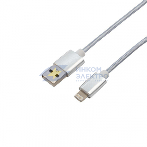 Кабель USB-Lightning 1м серебристая нейлоновая оплетка Rexant 18-7051 Кабель USB-Lightning 1м серебристая нейлоновая оплетка Rexant 18-7051