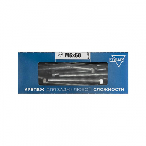 Болт с шестигранной головкой М6х60 DIN 933 оцинк. (уп.30шт) Tech-Krep/Zitar 105206 Болт с шестигранной головкой М6х60 DIN 933 оцинк. (уп.30шт) Tech-Krep/Zitar 105206