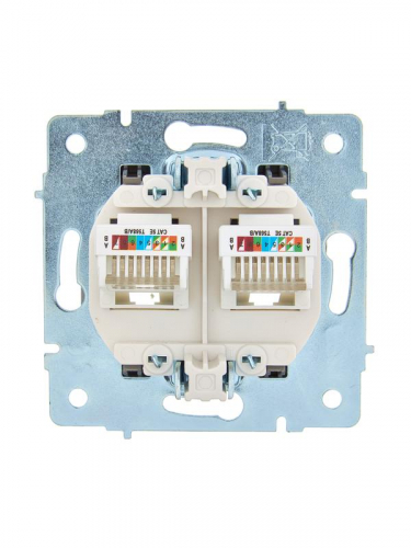 Розетка компьютерная 2-м СП ASTI IP20 RJ45 механизм платина. LEZARD 7081-3588-141 фото 2