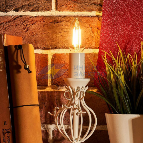Лампа филаментная Свеча CN35 9.5Вт 950лм 2700К E14 прозр. колба Rexant 604-091 фото 2
