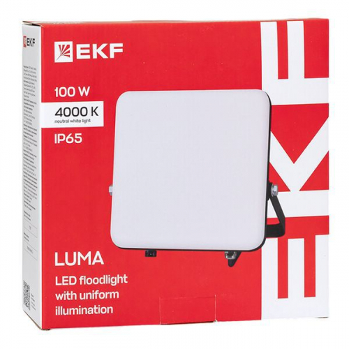 Прожектор светодиодный СДО-4005 100Вт 4000К IP65 с равномерной засветкой LUMA EKF FLL-4005-100-4000 фото 8