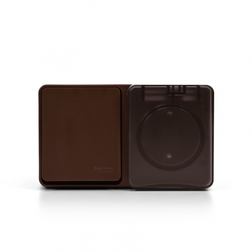 Блок ОП AtlasDesign PROFI IP54 (розетка 1-м 16А заземл. защ. шторки + 1-кл. выключатель 10А) корич. SE ATN546070 фото 2