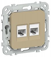 Розетка компьютерная 2-м СП FLITE РК5е-2-0-ФлХ RJ45 кат.5E UTP механизм хаки IEK FI-K22-1-K59