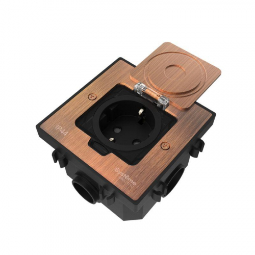 Лючок MultiDesk MDK21 с розеткой 2P+E 16А 250В IP44 с монтажной коробкой для бетонных полов медь SE MDK21202CC Лючок MultiDesk MDK21 с розеткой 2P+E 16А 250В IP44 с монтажной коробкой для бетонных полов медь SE MDK21202CC