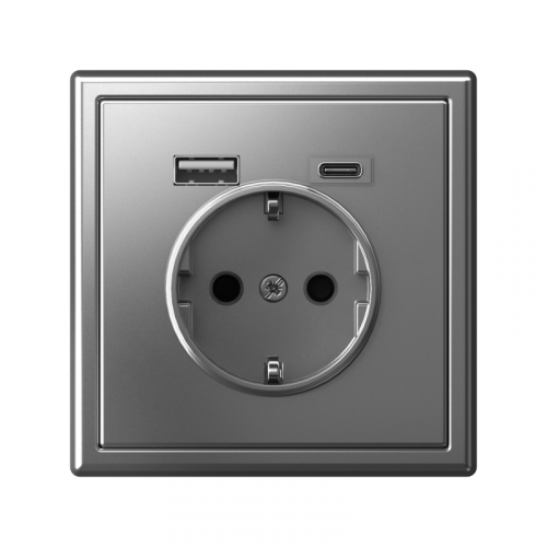 Розетка ArtGallery 16А с 2-мя заряд. устройствами USB A+C 5В/2.4А/3А 2х5В/1.5А механизм сталь SE GAL000932 фото 3 Розетка ArtGallery 16А с 2-мя заряд. устройствами USB A+C 5В/2.4А/3А 2х5В/1.5А механизм сталь SE GAL000932 фото 3