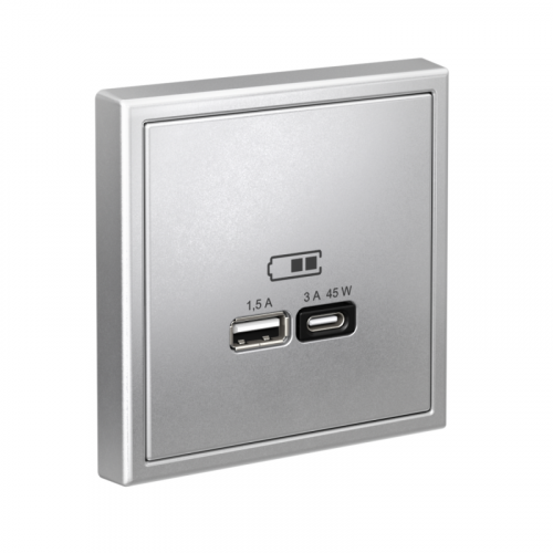 Розетка USB ArtGallery тип A+C 45Вт QC PD высокоскор. ЗУ механизм алюм. SE GAL000329 фото 4 Розетка USB ArtGallery тип A+C 45Вт QC PD высокоскор. ЗУ механизм алюм. SE GAL000329 фото 4