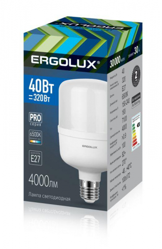 Лампа светодиодная LED-HW-40W-E27-6K PRO 40Вт 6500К холод. бел. E27 4000лм 150-270В Ergolux 14328 Лампа светодиодная LED-HW-40W-E27-6K PRO 40Вт 6500К холод. бел. E27 4000лм 150-270В Ergolux 14328