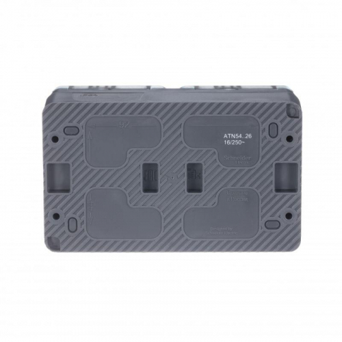 Розетка 2-м ОП AtlasDesign PROFI 16А IP54 заземл. защ. шторки антрацит SE ATN544026 фото 3