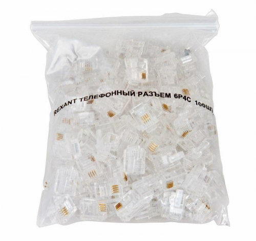 Разъем телефонный RJ-14 6P4C (уп.100шт) Rexant 05-1012 фото 6
