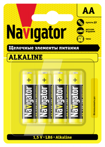 Элемент питания алкалиновый AA/LR6 61 463 NBT-NPE-LR6-BP4 (блист.4шт) Navigator 61463 фото 2