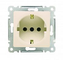Розетка 1-м СП Lillium 10А с заземл. с панелью механизм крем. Makel 30010028