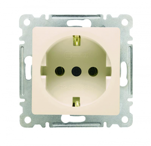 Розетка 1-м СП Lillium 10А с заземл. с панелью механизм крем. Makel 30010028 Розетка 1-м СП Lillium 10А с заземл. с панелью механизм крем. Makel 30010028